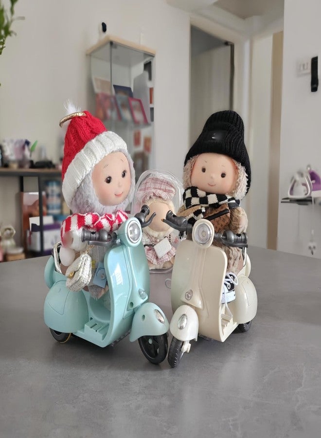 Liotww Motorcycles Scooter Toy Doll - with Light and Music, Cute Have a Seat Accessories, Interactive Rotating Decor Desktop Ornaments for Collectors (Blue) - Image 3